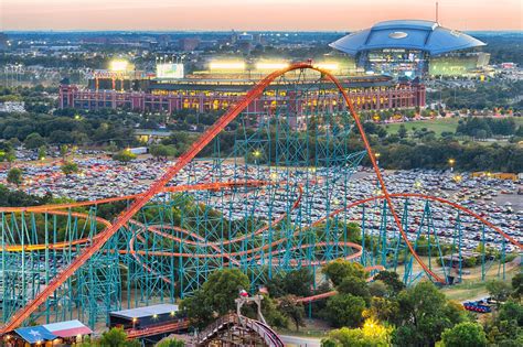 Six flags over texas arlington tx - The chairs hanging in a peaceful circle around the massively tall tower at the center of Texas Sky Screamer are about to liftoff. Now it wouldn’t be Texas if we didn’t go big. How does 400 feet sound? Don’t be fooled by the colorful, star-shaped gondola that is doing all the heavy lifting.